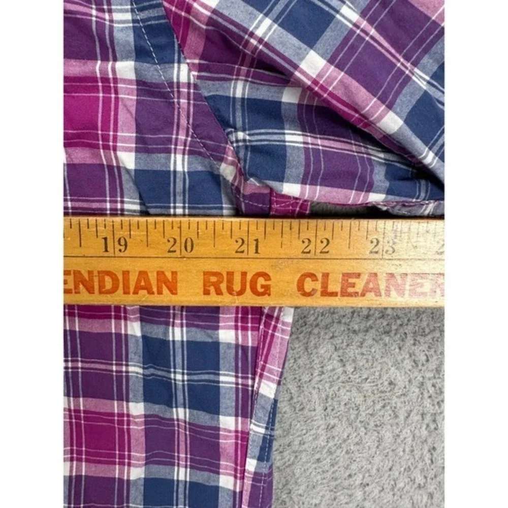 J Crew Shirt Adult Medium Purple Blue Plaid Woven Button Down Long Sleeve Mens